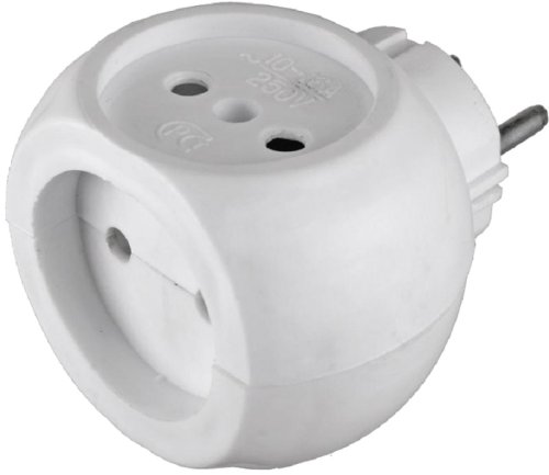 Разветвитель (Тройник) без заземления Rexant Шар 3-м 6А 2200 Вт белый картинка 